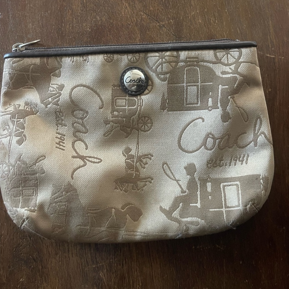 Coach Tan/Beige & Brown Signature Wristlet no strap vintage